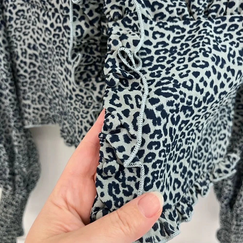 Free People Animal Print Blouse Size Medium